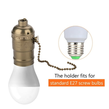 

Tebru E27 Aluminum Vintage Light Socket with Pull Chain Desk Table Lamp Lighting Holder Screw Base Lamp Holder Vintage Light Holder