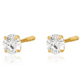 thumbnail image 5 of 14K Solid Yellow Gold Reversible Ball Cubic Zirconia CZ Stud Earrings, 5 of 10