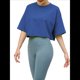 thumbnail image 2 of Top Corto Holgado de Corta para Mujer, Cuello Redondo, Hombros Caídos, Informal, Estilo Cuadrado, para Yoga, Correr, Corto Azul S, 2 of 8