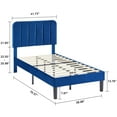 thumbnail image 5 of VECELO 3-Piece Modern Bedroom Set with Twin Upholstered Bed Frame and 2 Nightstand, Blue, 5 of 9