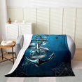 thumbnail image 2 of Nautical Anchor Blanket Man,Ocean Sailboat Navy Blue Throw Blanket Throw 50x60 Inch,Black Spider Web Fleece Blanket,Vintage Anchor Fuzzy Blanket for Home Room Decor, 2 of 4