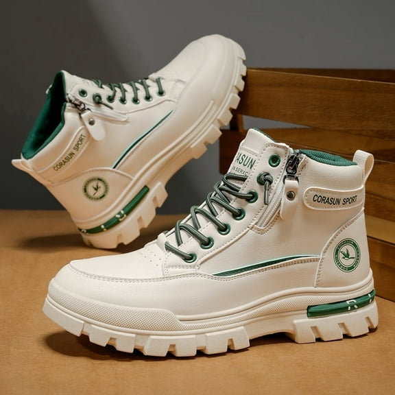 CORASUN Men's Fashion Ankle Work Boots, Waterproof PU Stain-Resistant, Quick Entry Elastic & Side Zipper, Anti-Slip PVC Sole, Versatile Style