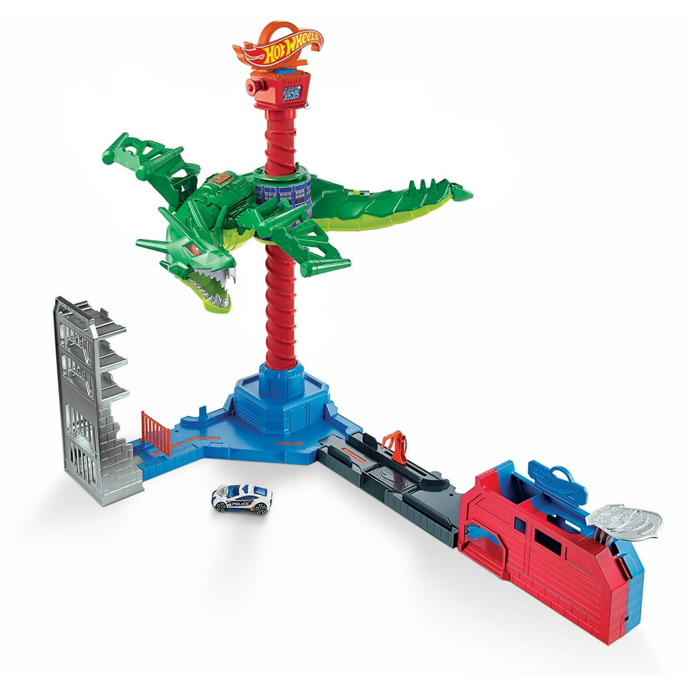 Hot Wheels City Air Attack Robo Dragon Play Set Motorized With