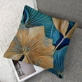 thumbnail image 7 of Decorative Throw Pillow Covers, Blue Gold Ginkgo Leaves Soft Pillow Cases, Square Cushion Cases Pillowcases for Sofa Bed Couch Car Home Decor, 7 of 7