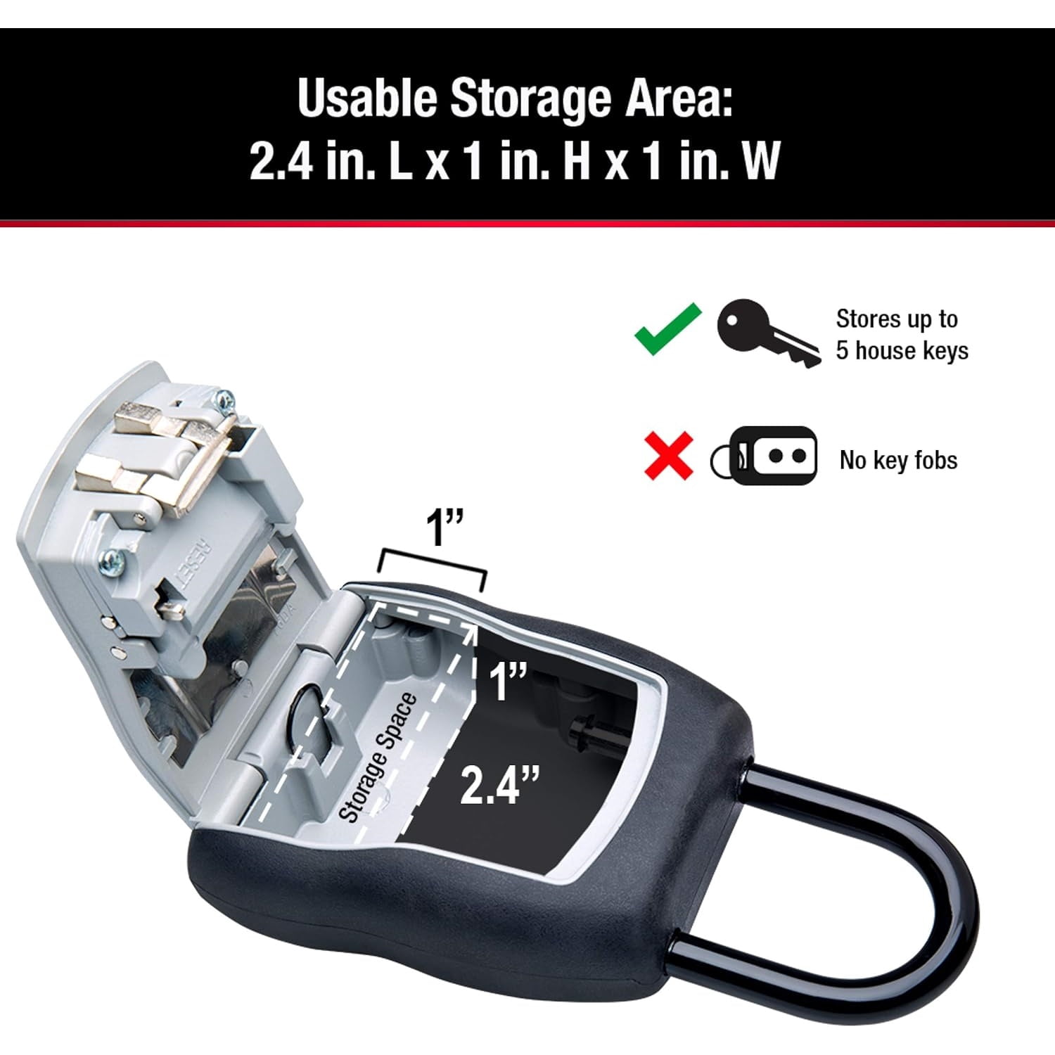 Key Lock Box, Outdoor Lock Box for House Keys, Portable Combination Lockbox Resettable Code