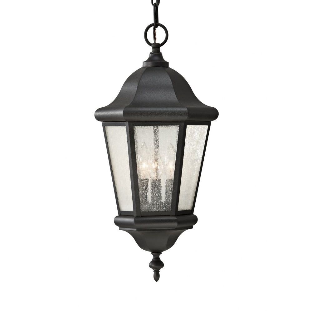 Three Light Outdoor Hanging Lantern Black Finish with Clear Seeded GlassBailey Street Walmart
