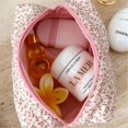 thumbnail image 5 of Bolsa de cosméticos con diseño floral rosa, bolsa de viaje con cremallera para guardar productos para el cuidado de la piel, bolsa de almacenamiento portátil, bolsa suave, 5 of 5