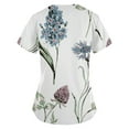 thumbnail image 6 of EHTMSAK Plus Size Tops for Women Women Scrubs Top with Pocket Floral Nurses Uniform Workwear Tunic Casual Short Sleeve V-Neck Clinic Blouse Carer Top on Clearance White S, 6 of 7