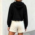 thumbnail image 3 of Cropped Hoodie Women Casual Elegant Cute Scalloped Hem Crop Sweatshirts Long Sleeve Drawstring Pullover 2026 Fall Soft Lightweight Hooded Tops Daily Travel Outfits, Black 2XL, 3 of 7
