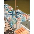 thumbnail image 2 of Outdoor Table Cloth with Umbrella Hole and Zipper, Coastal Octopus Waterproof Square Tablecloth 54"x54", Summer Vintage Nautical Coral Starfish Washable Table Cover for Outside Party Patio Picnic, 2 of 8