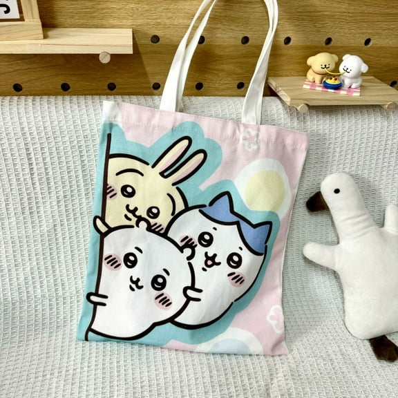 Chiikawa Hachiware Usagi Canvas Shoulder Bags Cartoon Characters Fashions Casual Handbag Large Capacity Commuting Shopping Bag