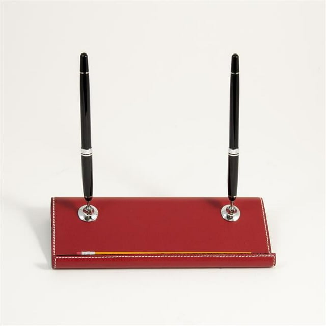 Bey-Berk International D1618 Support Double en Cuir avec Accents Chromés - Rouge