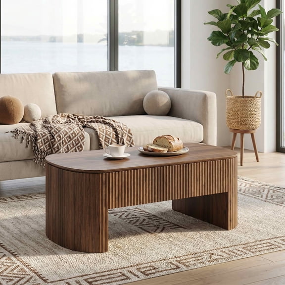 MAYEETY 47 Inch Lift Top Coffee Table Hidden Storage Shelf Living Room Table