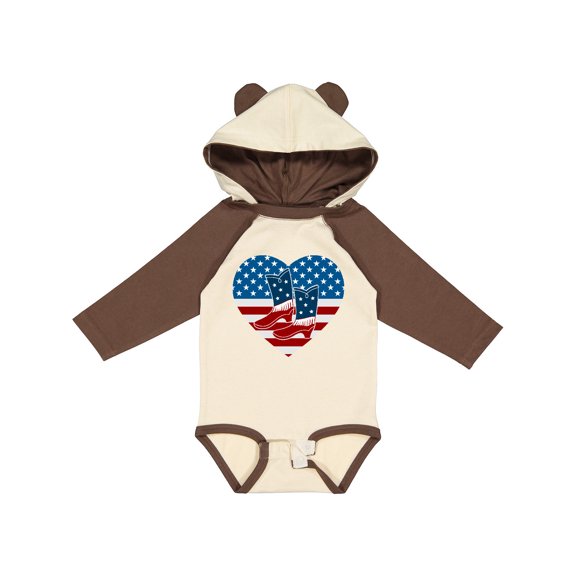 Inktastic USA Cowboy Boots Patriotic Boys or Girls Long Sleeve Baby Bodysuit