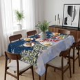 thumbnail image 6 of Navy Blue Christmas Snowman Table Cloth Waterproof Tablecloths, Winter Xmas Tree Snowflakes Tablecloth Dining Table Cover for Kitchen Party Tabletop Outdoor, Rectangle Tablecloth 60x84 Inch, 6 of 9