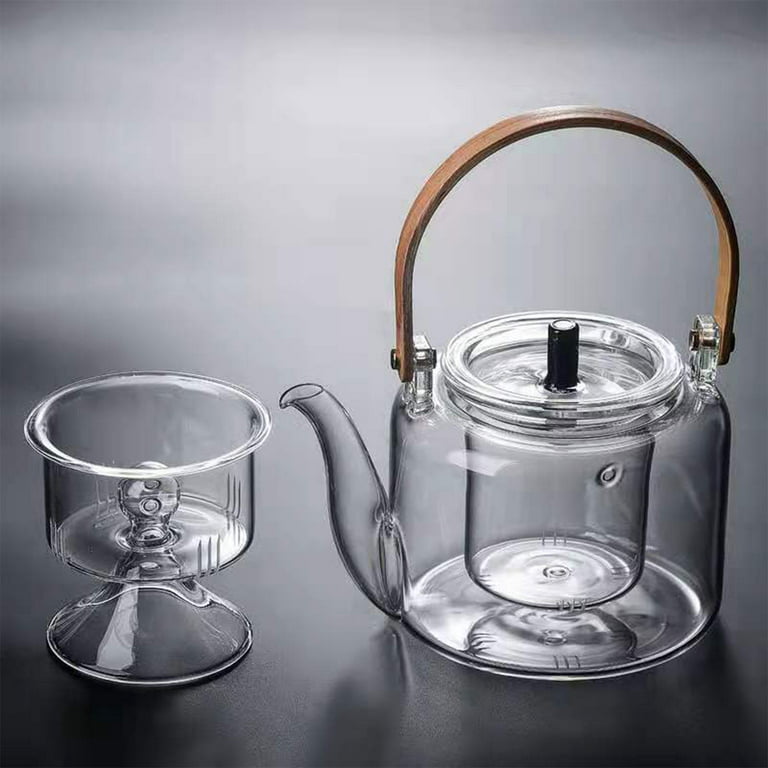 1000ML Glass Tea Pot Heat Resistant Tea Kettle with Stainless