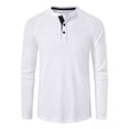thumbnail image 3 of Camisas De Manga Larga De Algodón Henley Para Hombre, 3 of 4