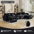 thumbnail image 2 of Wiilayok 145" Modular Sofa Set,Large Chenille U Shaped Sectional Sofa with Ottoman,Central Console,Cup Holder,5 Seater Deep Seat Couch for Living Room Furniture,Black, 2 of 9