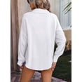 thumbnail image 4 of Womens Button Down Shirts Long Sleeve Oversized Boyfriend Blouses Collared Tops with Pockets White L, 4 of 6