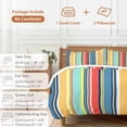 thumbnail image 6 of 3 Piece Colorful Stripes Duvet Cover Set Twin Size,Microfiber Comforter/Quilt Cover with Corner Ties and 2 Pillowcases,Modern Abstract Art Vertical Striped All Season Soft Bedding with Zipper Closure, 6 of 8