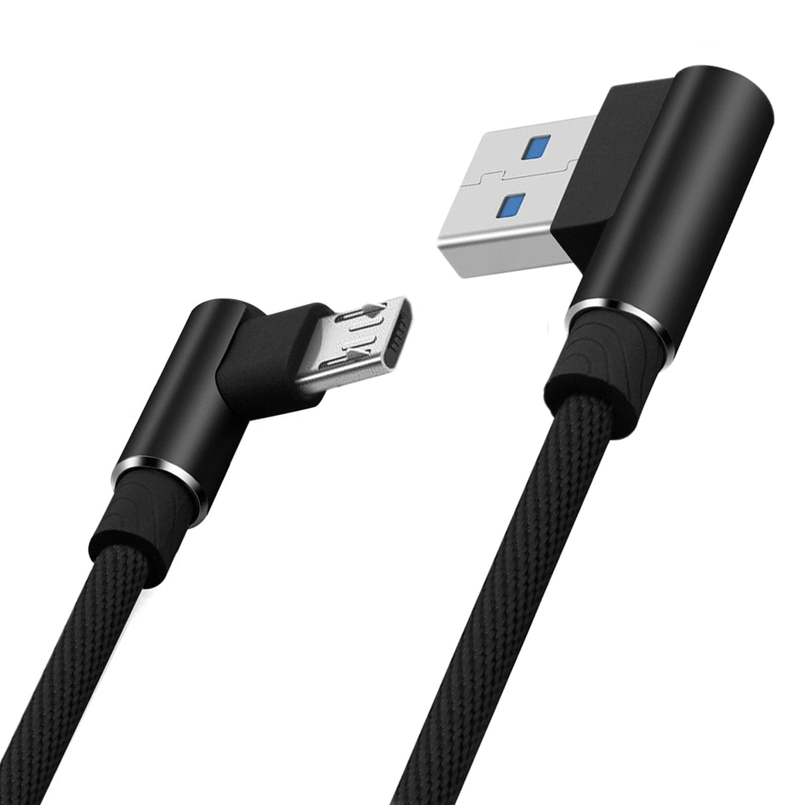 Witekey Black USB Charging Cable for Phone Travelling Home Office Android Left Angle to USB Left Bend 3m/9.8ft Easy-Charge 90 Degree Micro USB 