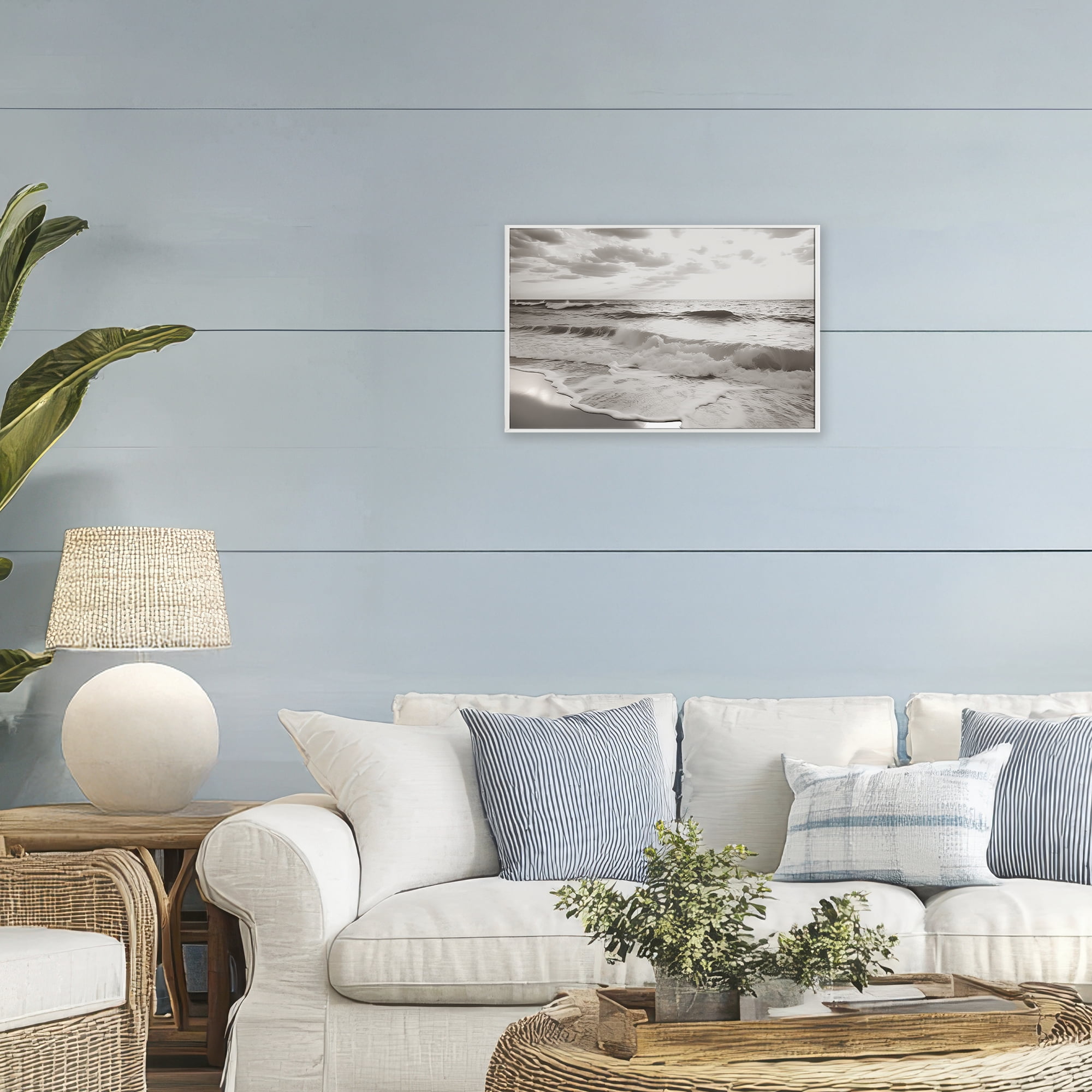 Beach View Reverie White Framed Giclee Art, design by Decent Exposures
