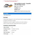 thumbnail image 2 of Right Headlight Assembly - Compatible with 2000 Dodge Caravan, 2 of 2