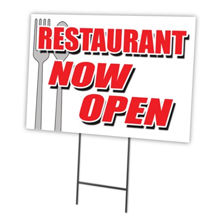Restaurant now open 12"x16" yard sign & stake outdoor plastic coroplast window RESTAURANT NOW OPEN 12"x16" Yard Sign & Stake outdoor plastic coroplast window - Walmart.com