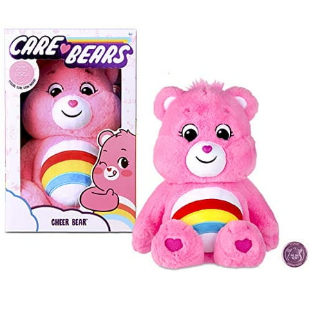 Basic Fun New 2020 Care Bears - Cuddly 14" Big Stuffed Animal - Cheer Bear - Soft & Huggable!