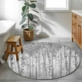 thumbnail image 4 of Gray Grey Forest Round Area Rug 4ft, Grey Modern Art Oil Painting Washable Non-Slip Circle Rugs for Bedroom Living Room Kitchen, Soft Non Shedding Circle Carpet for Dining Room Dorm, 4 of 9