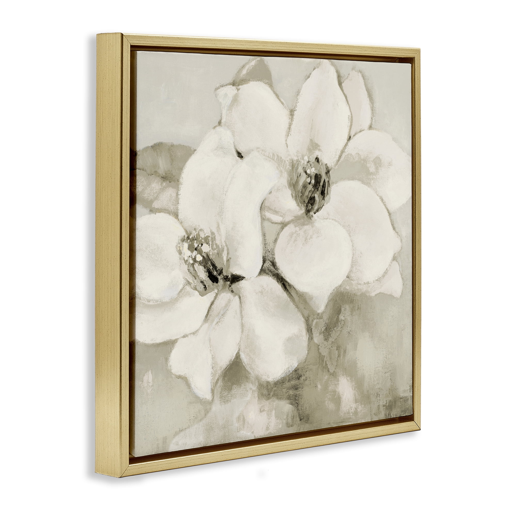 Stupell Industries Subtle Beige Magnolias Gold Framed Floater Canvas Wall Art, design by Lanie Loreth