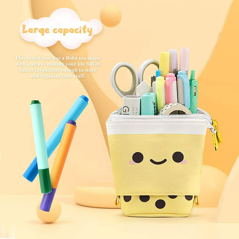 Livhil Boba Pencil Case, Pop up Pencil Box Makeup Pouch for Kids, Bubble  Tea Pen Holder for Women, Kawaii Office Stationary , Blue School Supplies 