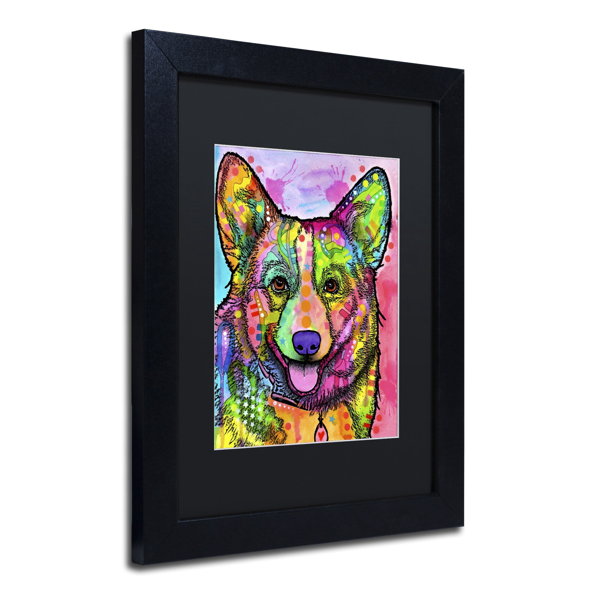 Trademark Fine Art 'Corgi II' Canvas Art by Dean Russo, Black Matte, Black Frame