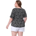 thumbnail image 4 of Women's Plus Size Tops for Women V Neck Floral Print Ruffle Short Sleeve Tiered Babydoll Blouses Black 1X, 4 of 6