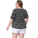 thumbnail image 4 of Women's Plus Size Tops for Women V Neck Floral Print Ruffle Short Sleeve Tiered Babydoll Blouses Black 1X, 4 of 6