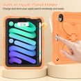 thumbnail image 7 of Case for iPad Mini 7 A17 Pro 2024/Mini 6 2021 8.3 inch 7th/6th Gen with Butterfly Stand, Shockproof Protective Tablet Cover with Pencil Holder Shoulder Strap for Kids Girls, Orange, 7 of 7