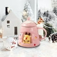 thumbnail image 5 of AuroraX Ceramic Christmas Mugs with Spoon Cute Minimalist Travel 12 Oz Reindeer Mug with Lid and Handle Novelty Funny Cup Birthday Gifts for Women Men Office Coworkers(Pink), 5 of 5