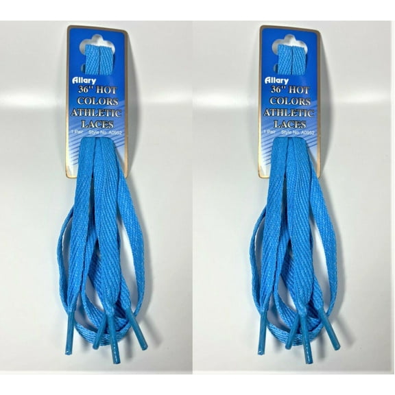LOT OF 2 Allary Flat Hot Colors Athletic Laces, 36" TEAL - 2 PAIRS