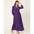 thumbnail image 3 of Moomaya Elegant Solid Long Sleeve Dress - V Neck, Empire Waist, Evening Wear, 3 of 9