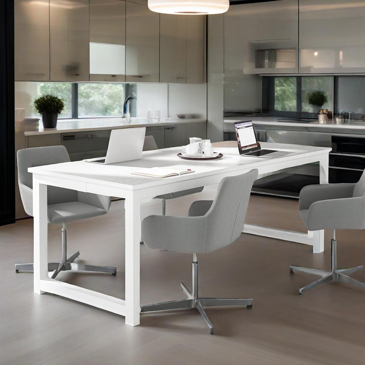Office Computer Desk 71Inch Wide Executive Large Home Office Workstation 4 Board Top Particle Wood Metal Legs Triangular Weld Design Sturdy Spacious Easy Assembly Quality Furniture For Study Work Use