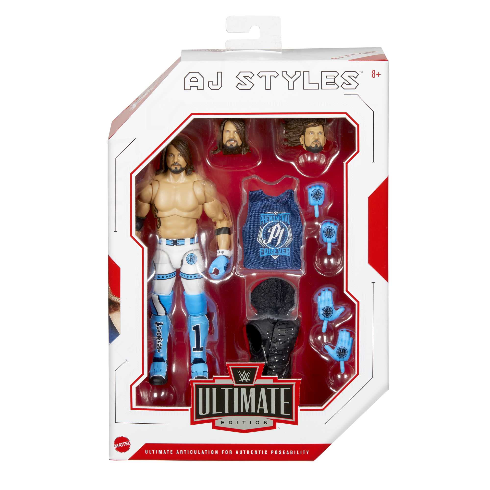 WWE Ultimate Edition AJ Styles Action Figure with Accessories, Posable Collectible (6-in)