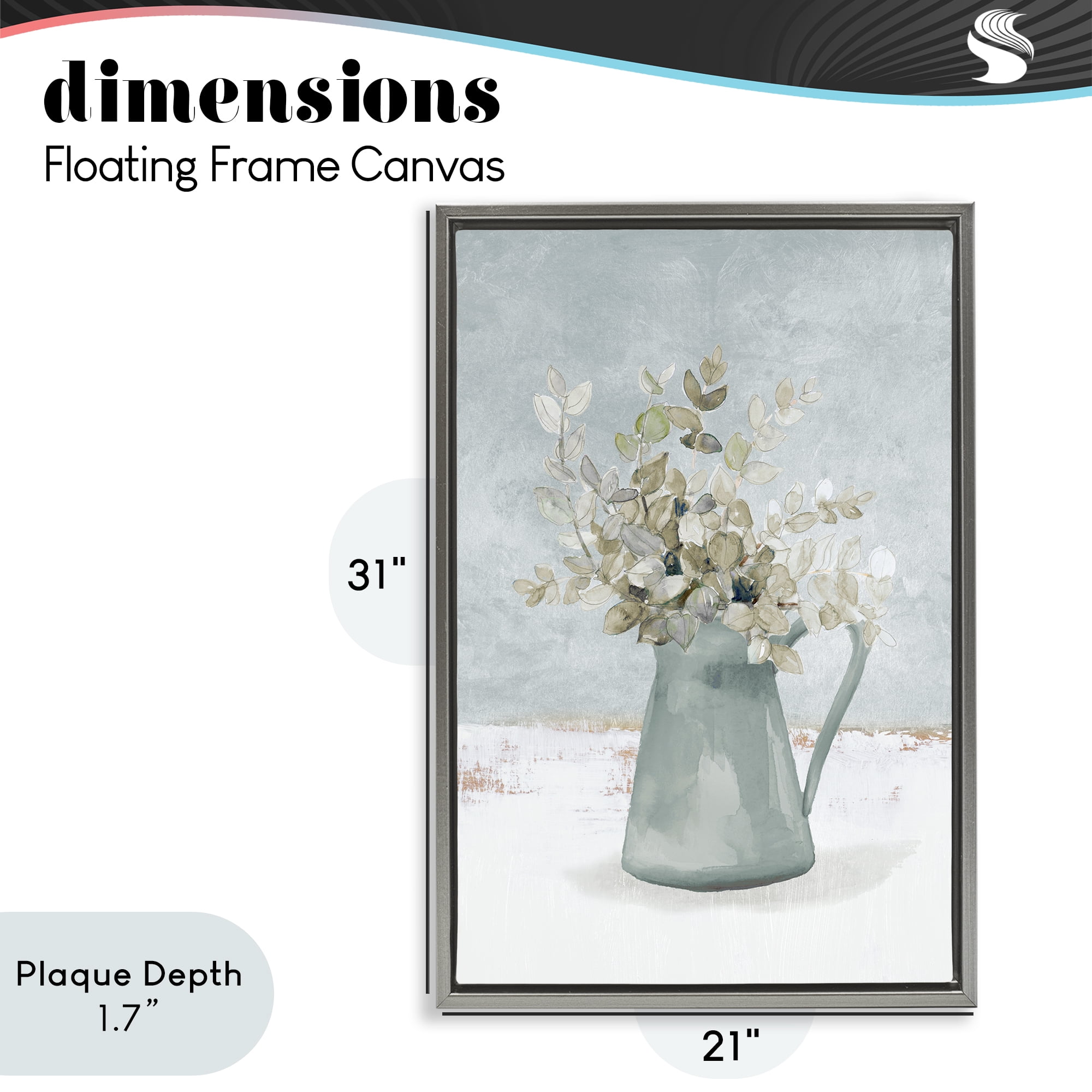 Stupell Industries Blue Botanical Arrangement Gray Framed Floater Canvas Wall Art, design by Lanie Loreth
