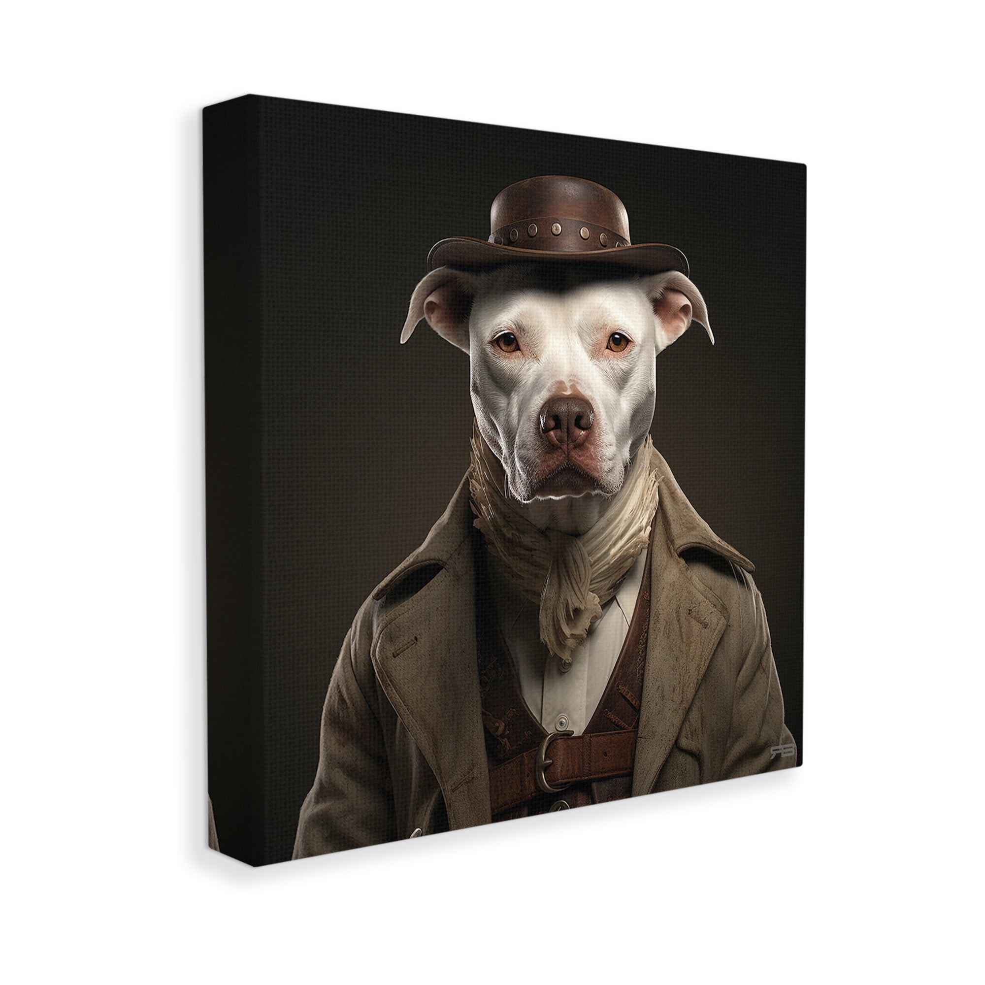 Stupell Industries Vintage Fashion Pit Bull Animals & Insects Painting Gallery Wrapped Canvas Art Print Wall Art, 17 x 17
