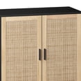 thumbnail image 6 of GZXS Rattan Sideboard Buffet Cabinet, Black Storage Credenza Accent Cabinet with 4 Doors, 62.2" Large Mid Century Modern Console Table for Kitchen, Living Room and Dining Room, 6 of 8