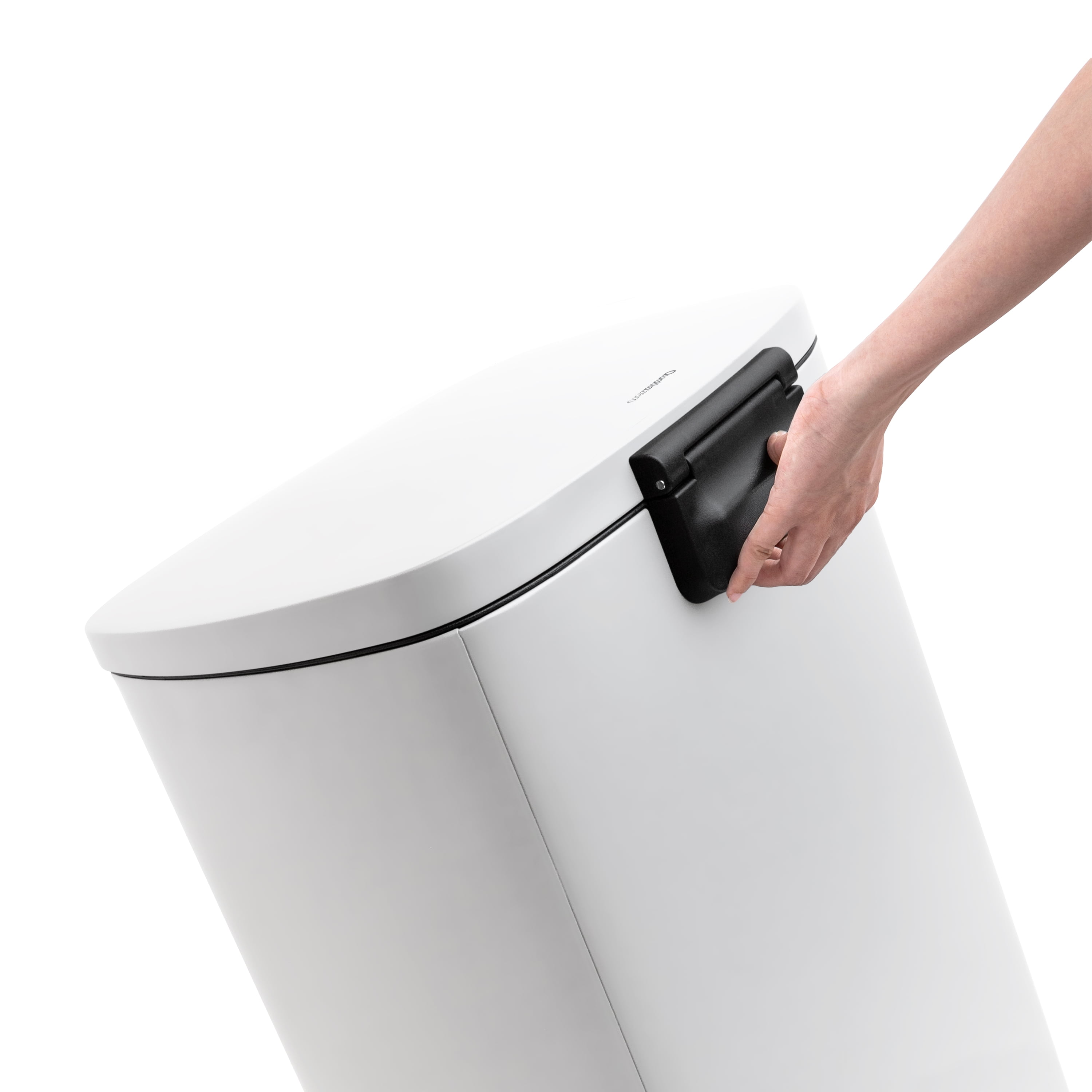 Qualiazero Kitchen Bathroom Trash Can Combo, 13.2 Gallon and 3.2 Gallon Stainless Steel Step Garbage Bin with Soft Close Lid, Matte White