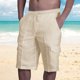 thumbnail image 2 of Pantalones casuales sueltos de cinco pantalones de color sólido elástico con cordón de moda de verano para hombres Pompotops oipoqjl41187, 2 of 8