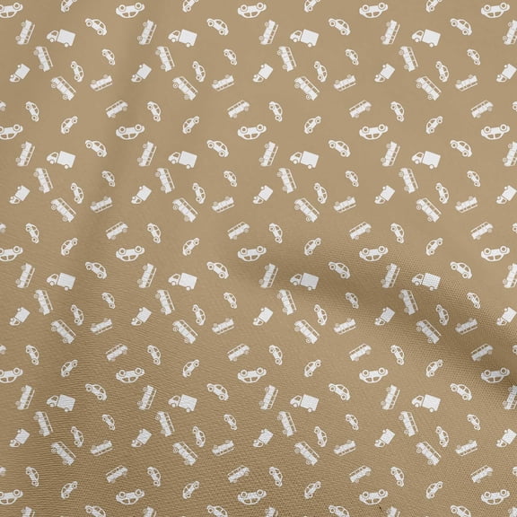 oneOone Rayon Light Brown Fabric Car Dress Material Fabric Print Fabric By The Yard 56 Inch Wide