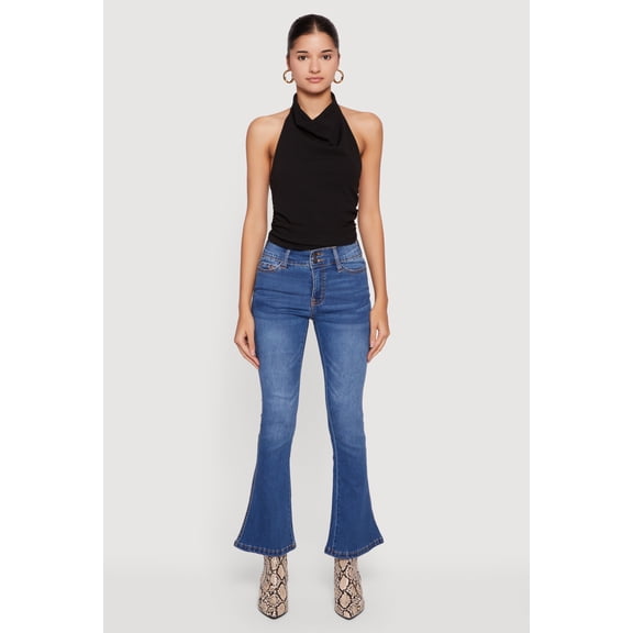 Women's Mid Rise Stretchy Carpenter Flare Leg Jeans