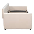 thumbnail image 5 of Twin Size Daybed with 2 Storage Drawers, Modern Sofa Platform Bed with Wood Slats Support , Soft Sofa Upholstered Daybed with Arm for Living Room, Bedroom and Dorm, Beige, 5 of 9