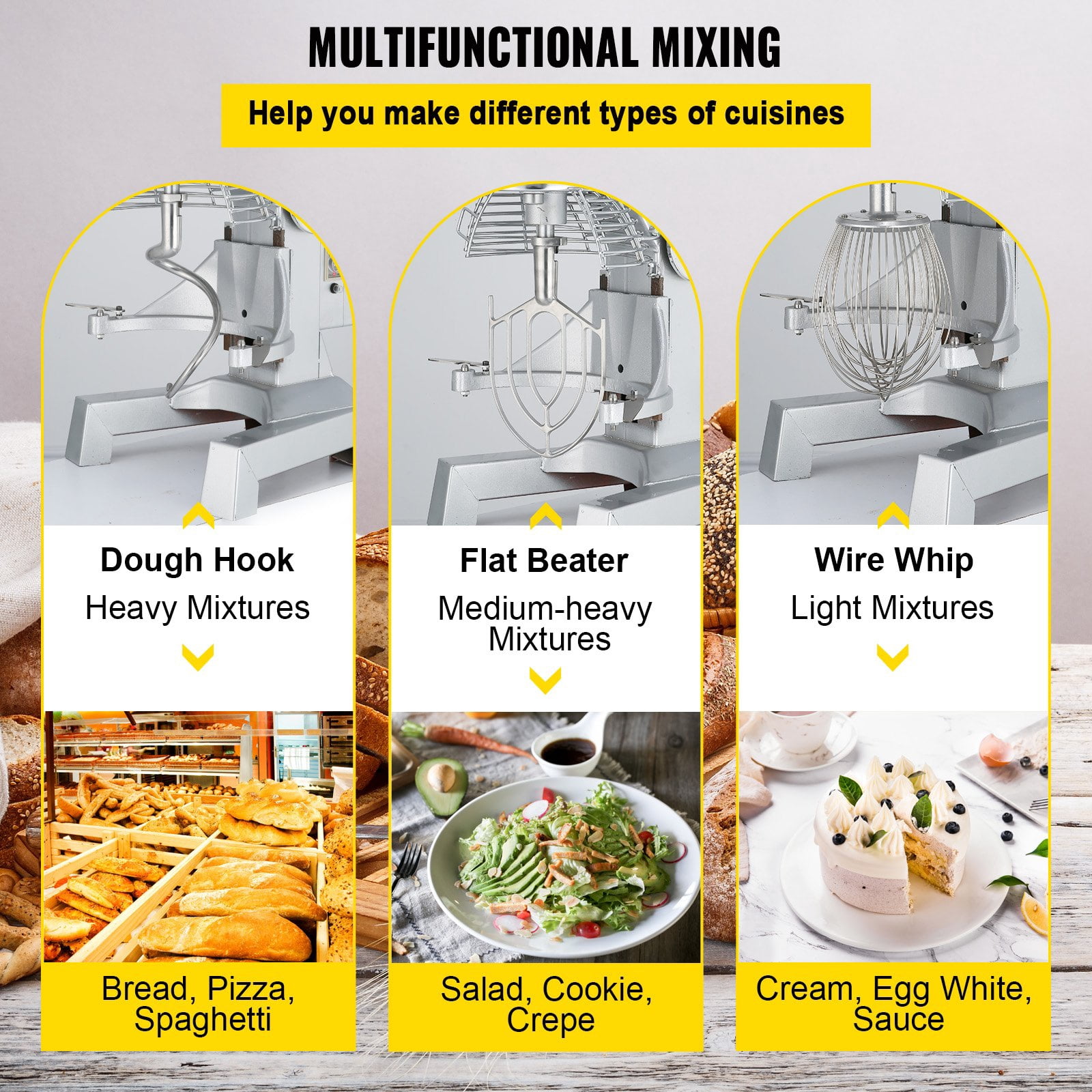 VEVOR 30Qt 1100W Commercial Food Mixer (Dough, Cake Batter, Mixing)